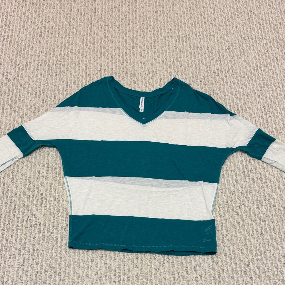 Aeropostale Teal V-Neck Top